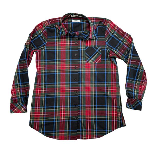 ORVIS Carefree Poplin Cotton Blend Button Up Shirt Size 10 Womens Tartan Plaid - Picture 4 of 9